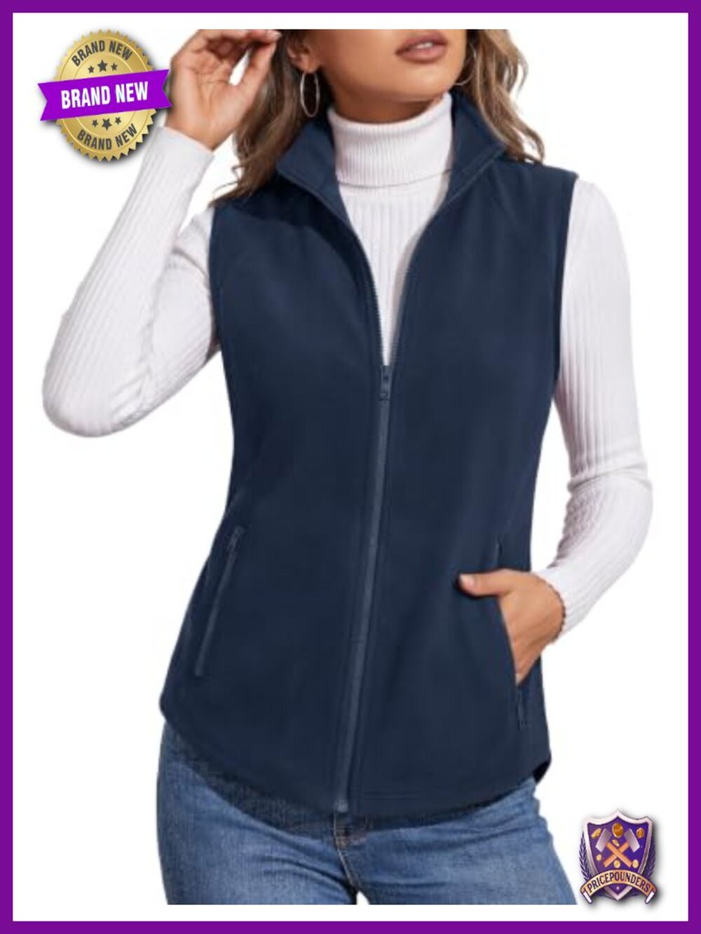 Women's Fleece Vest Full Zip Sleeveless Lightweight Warm Outerwear